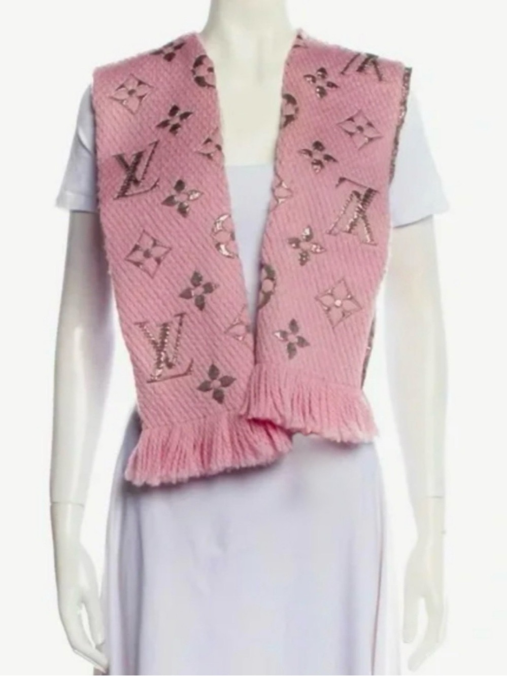 Louis Vuitton 413287 Vintage Escharp Logo Mania Monogram Scarf